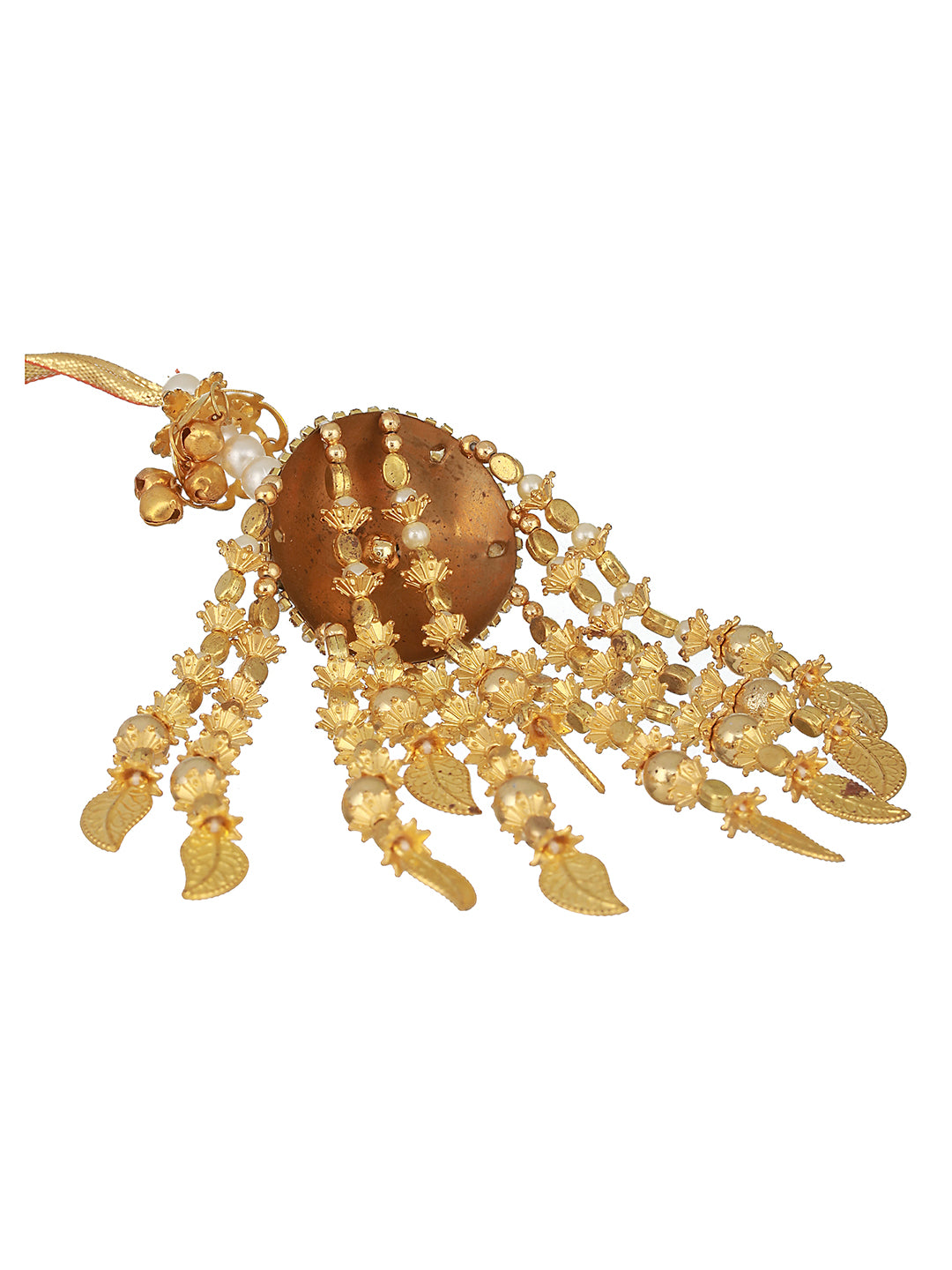 Set of 2 Gold-Plated Stone-Studded & Beaded Kaleera Secured with drawstring closure. - Jazzandsizzle