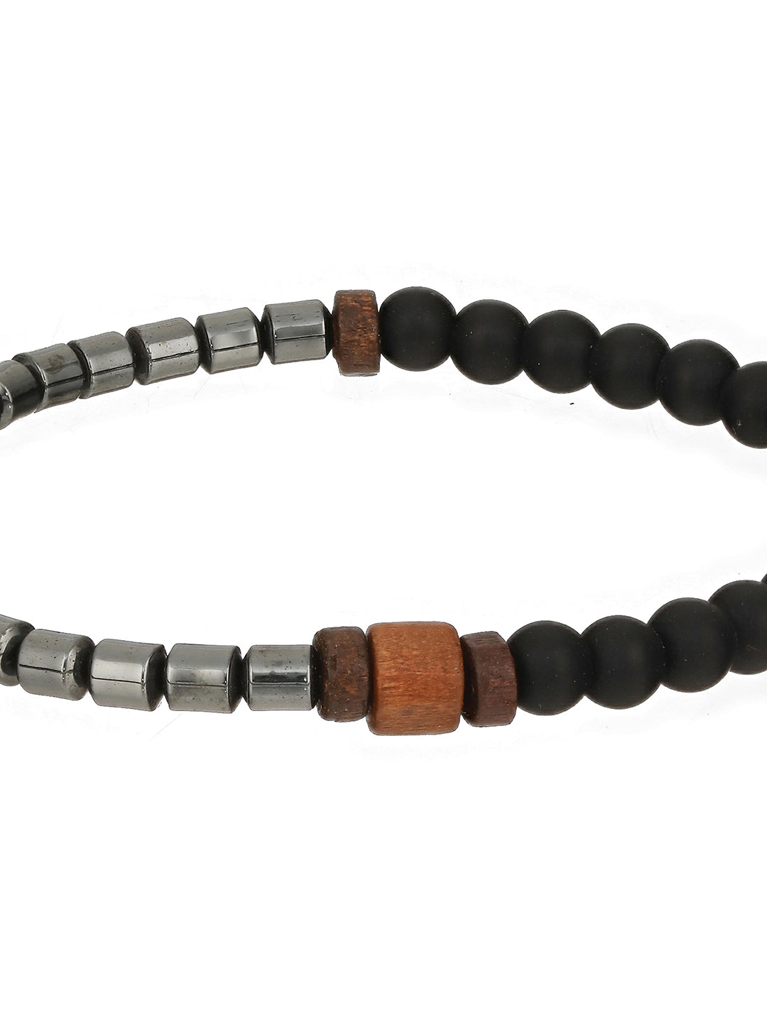 Men Pack of 3 Brown and Black Elasticated Beaded bracelet - Jazzandsizzle