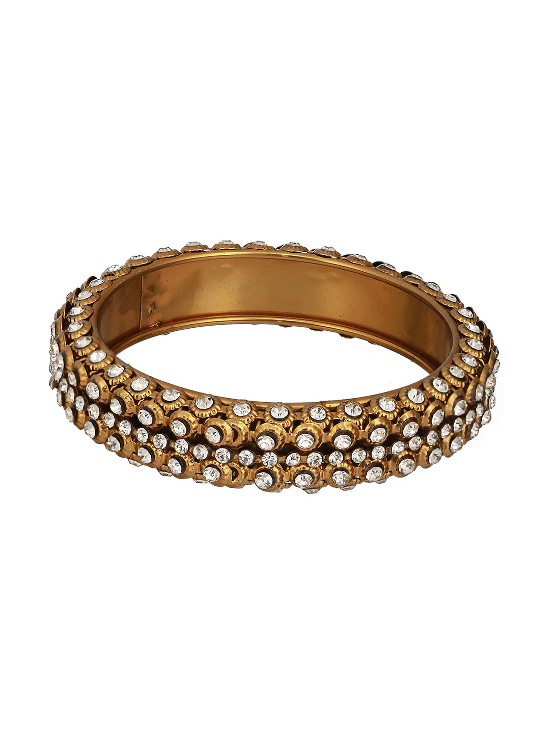 Set Of 2 Gold-Plated CZ-Studded Bangles - Jazzandsizzle