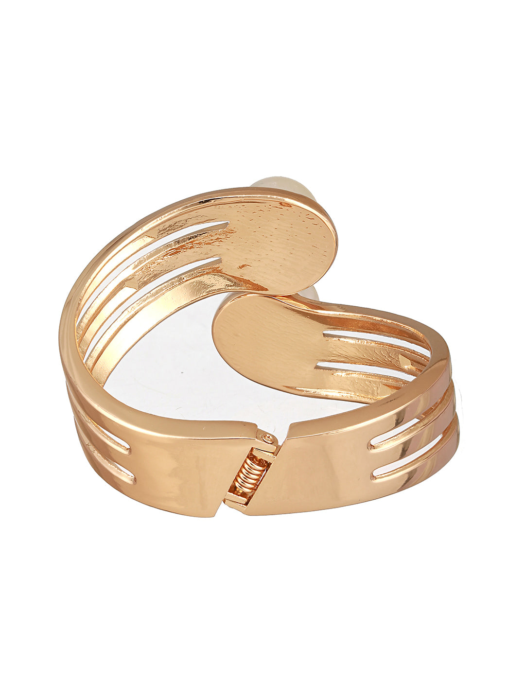 Women Gold-Toned & White Brass Pearls Gold-Plated Cuff Bracelet - Jazzandsizzle