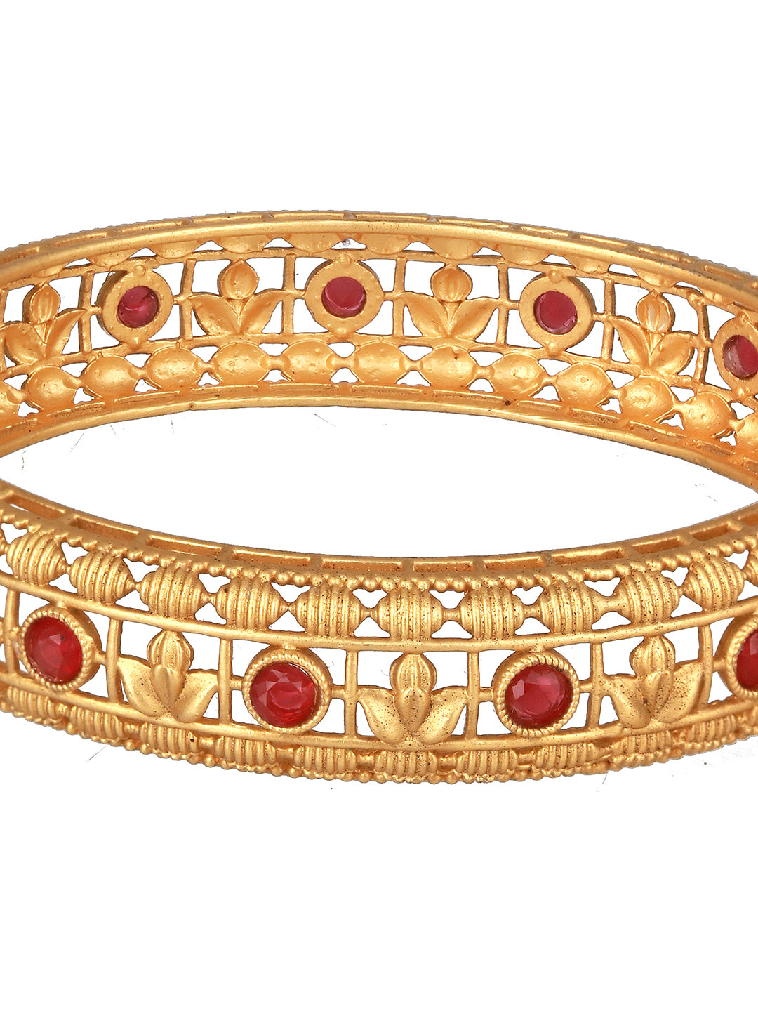 Set Of 2 Gold-Plated Stone-Studded Bangles - Jazzandsizzle