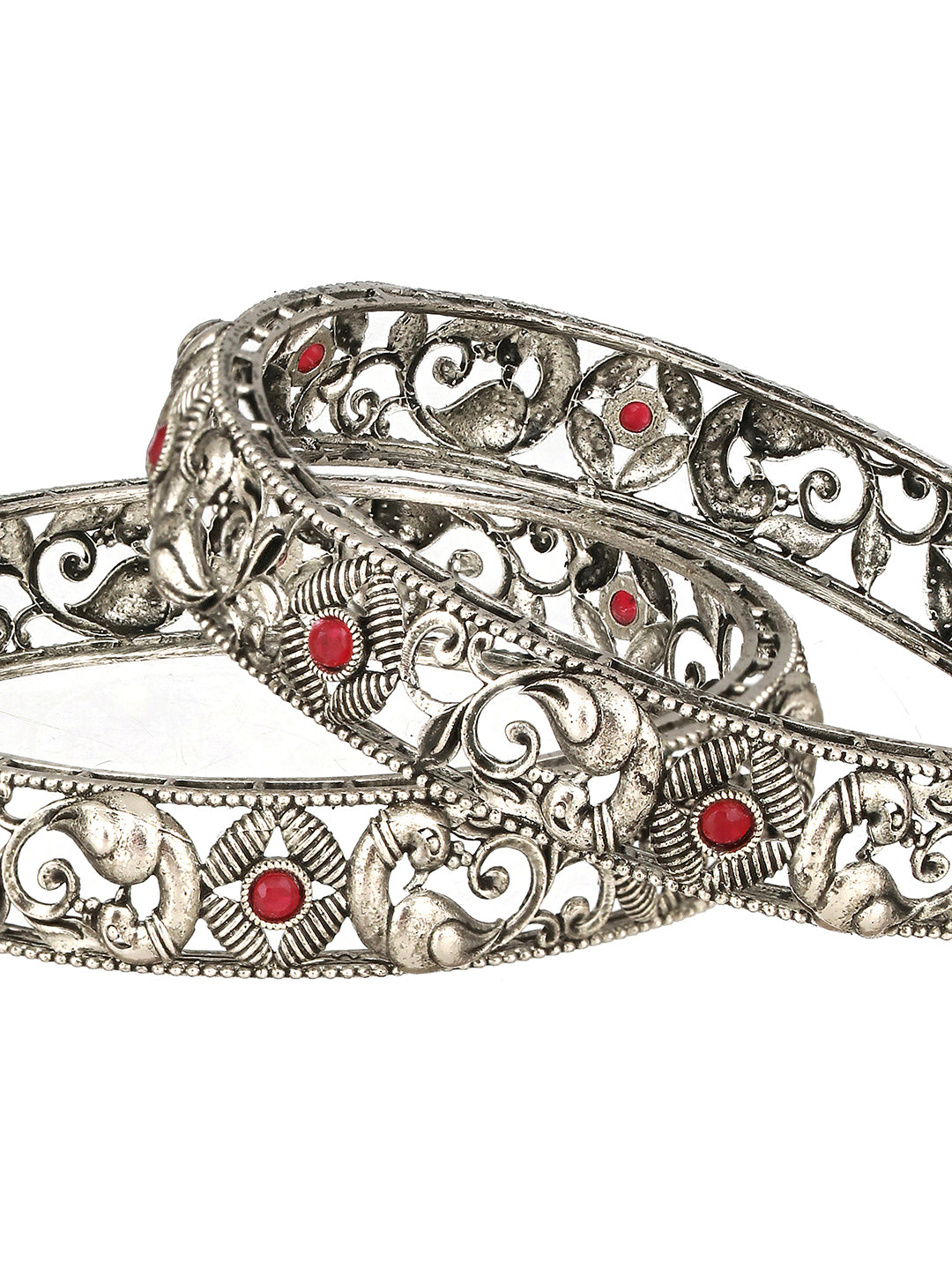 Set Of 2 Stones-Studded Bangles - Jazzandsizzle