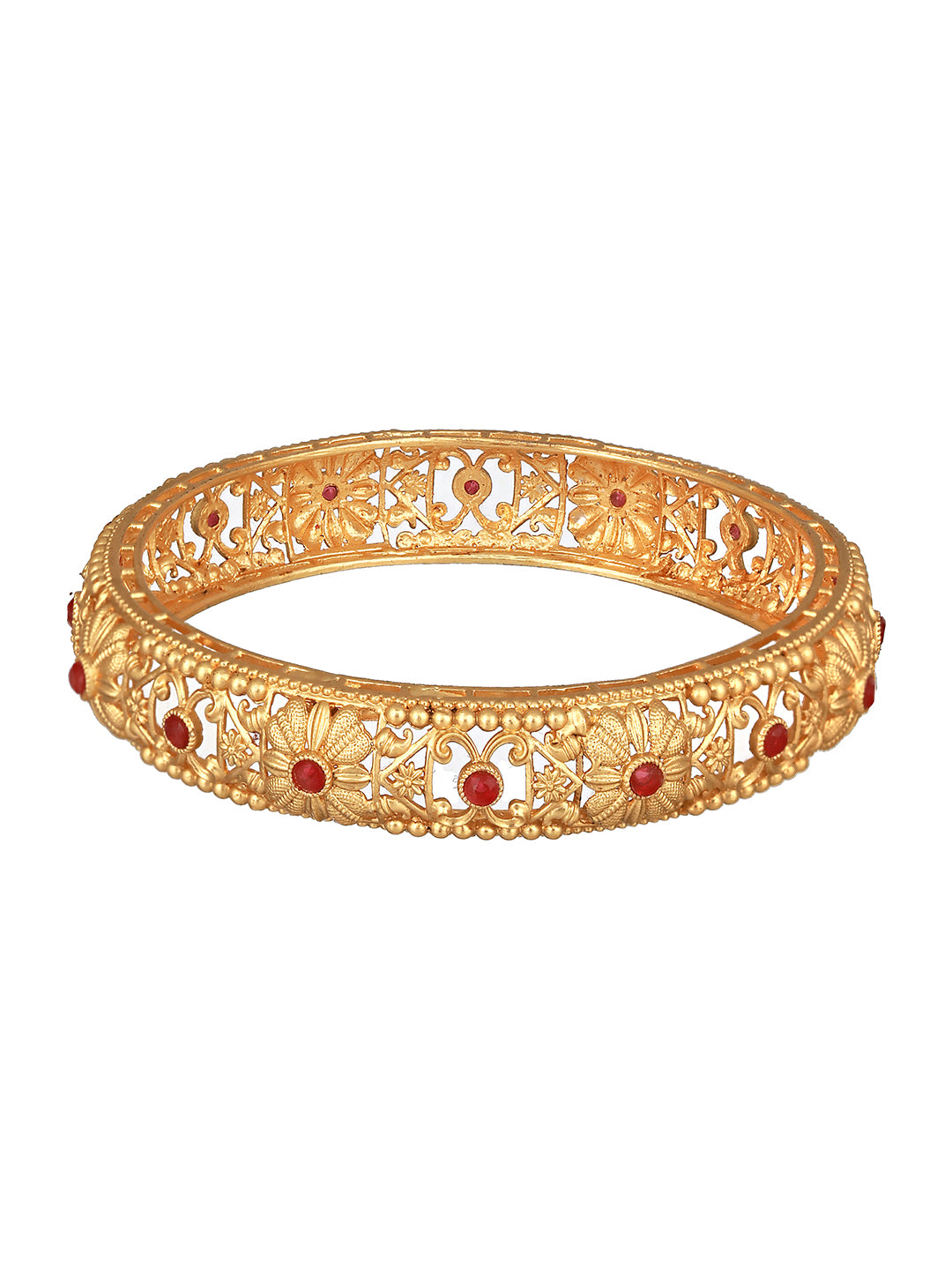 Jazz And Sizzle Set Of 2 Gold-Plated Stone-Studded Handcrafted Bangles - Jazzandsizzle