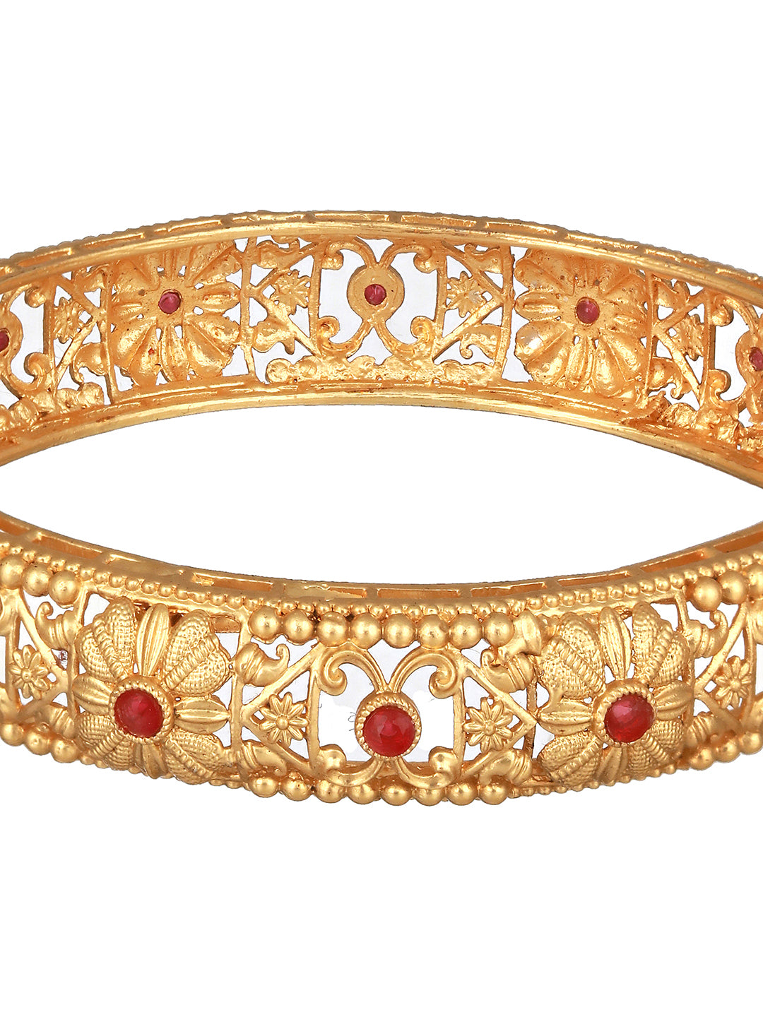 Jazz And Sizzle Set Of 2 Gold-Plated Stone-Studded Handcrafted Bangles - Jazzandsizzle