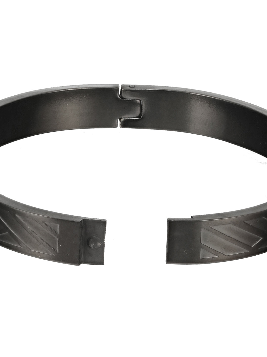 Men'S Men Black Stainless Steel Triangle Print Kada Bracelet