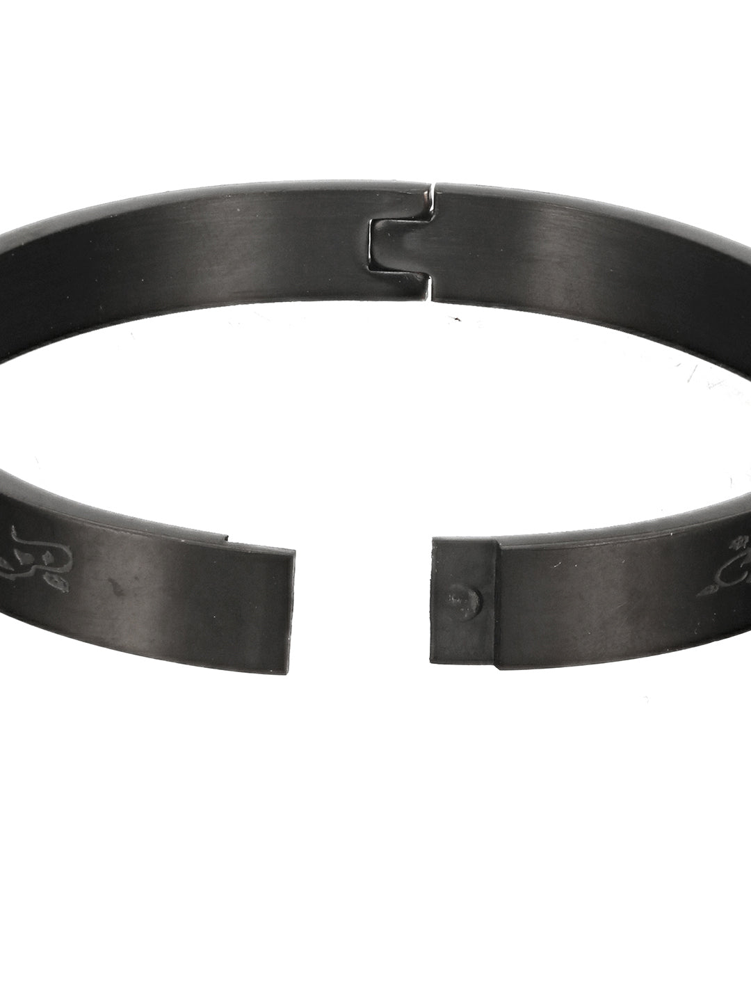 Men'S Men Black Stainless Steel Rose Print Kada Bracelet
