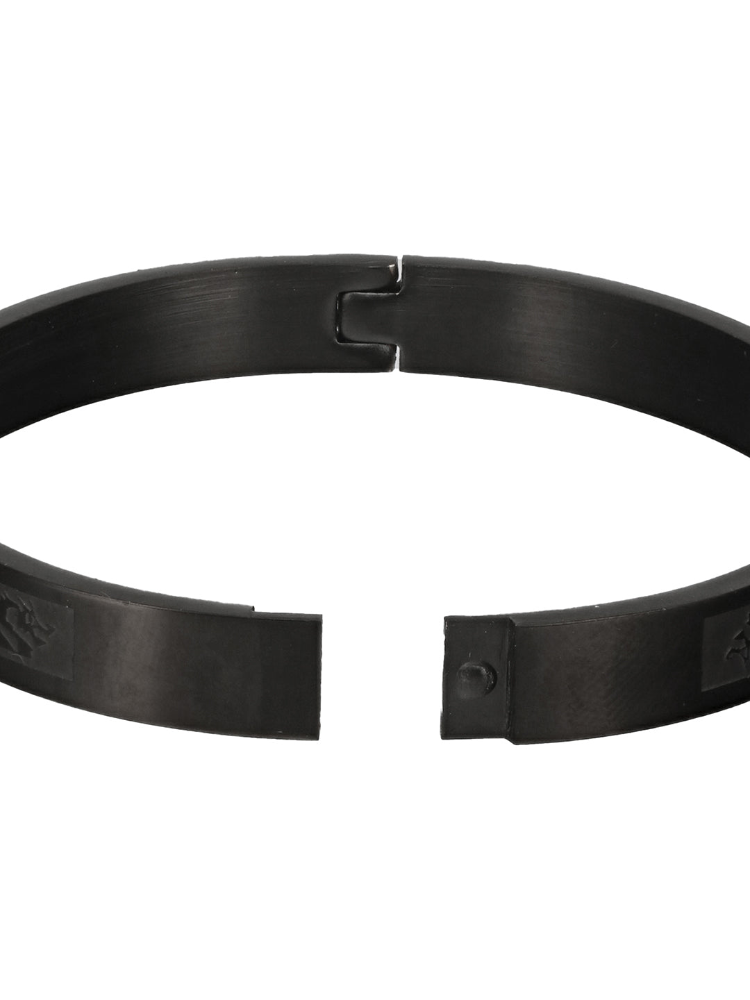 Men'S Men Black Stainless Steel Dragon Print Kada Bracelet