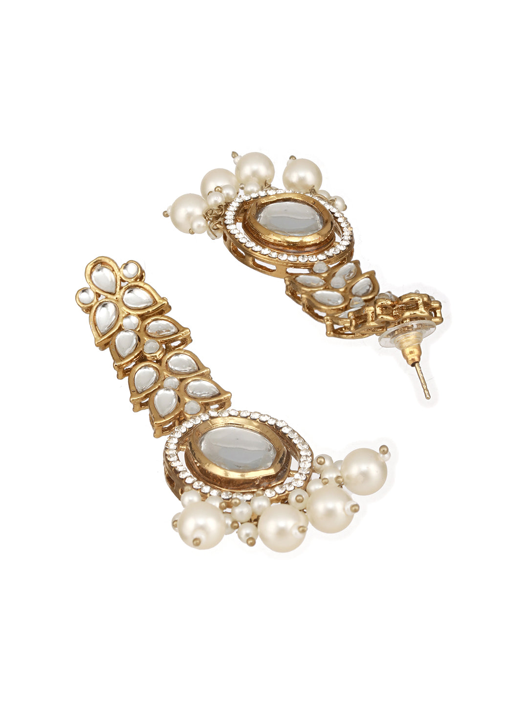 Jazz and Sizzle Gold-Plated Kundan Studded Classic Drop Earrings