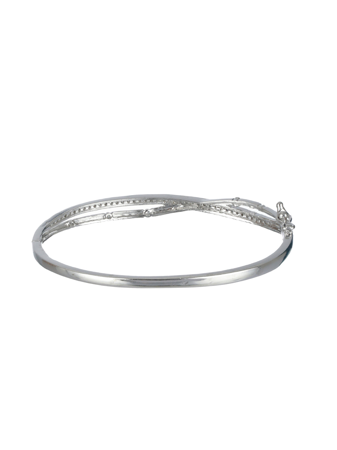 Jazz And Sizzle Silver-Toned & White American Diamond Handcrafted Silver-Plated Bracelet - Jazzandsizzle