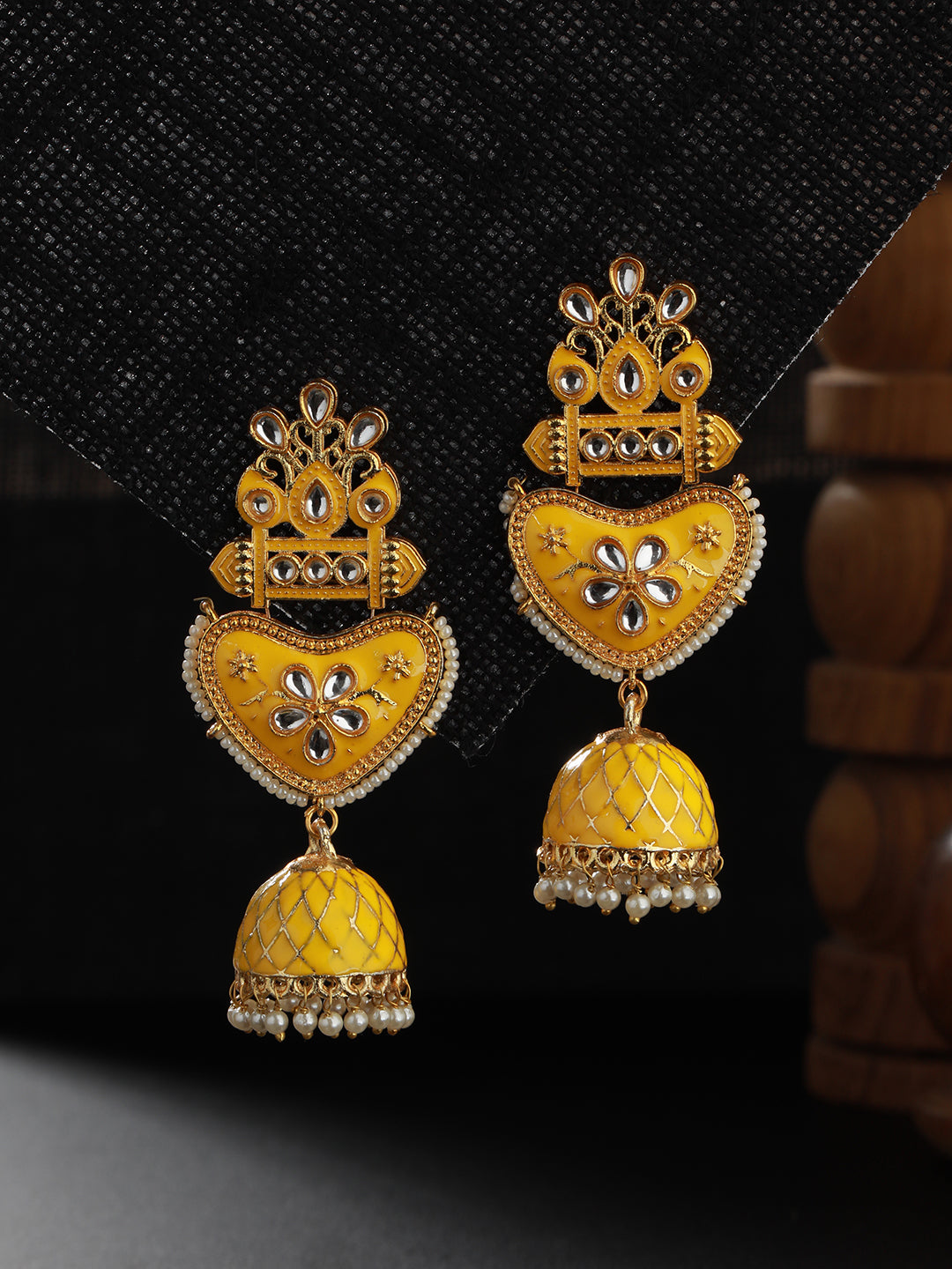 Yellow Contemporary Jhumkas - Jazzandsizzle