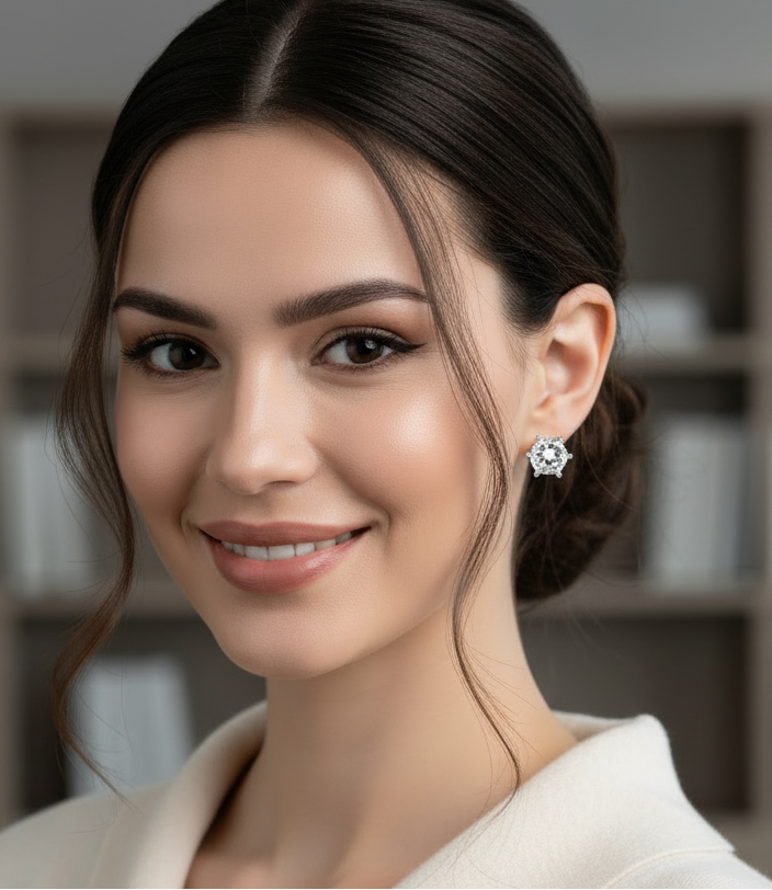 Jazz And Sizzle Silver Plated American Diamond Studded Stud Earrings