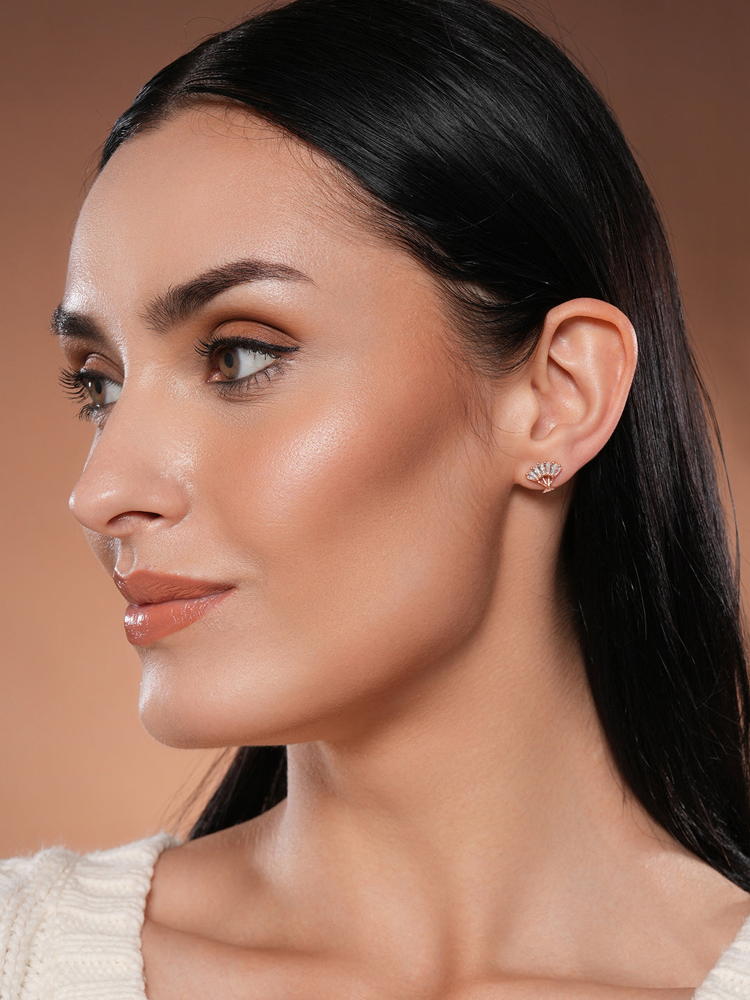 Jazz And Sizzle Rose Gold-Plated Handcrafted Contemporary Stud Earrings