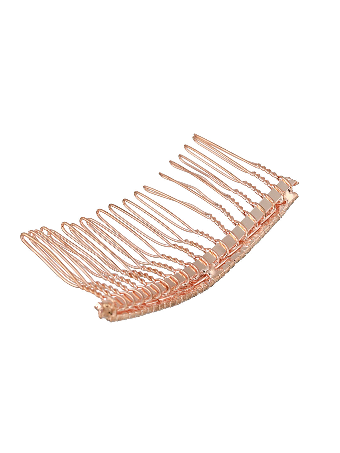 Women Rose Gold Plated & White Embellished Comb Pin - Jazzandsizzle