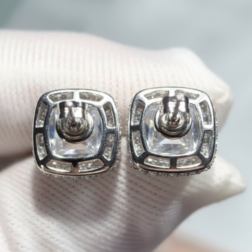 Jazz And Sizzle Silver Plated American Diamond Studded Stud Earrings