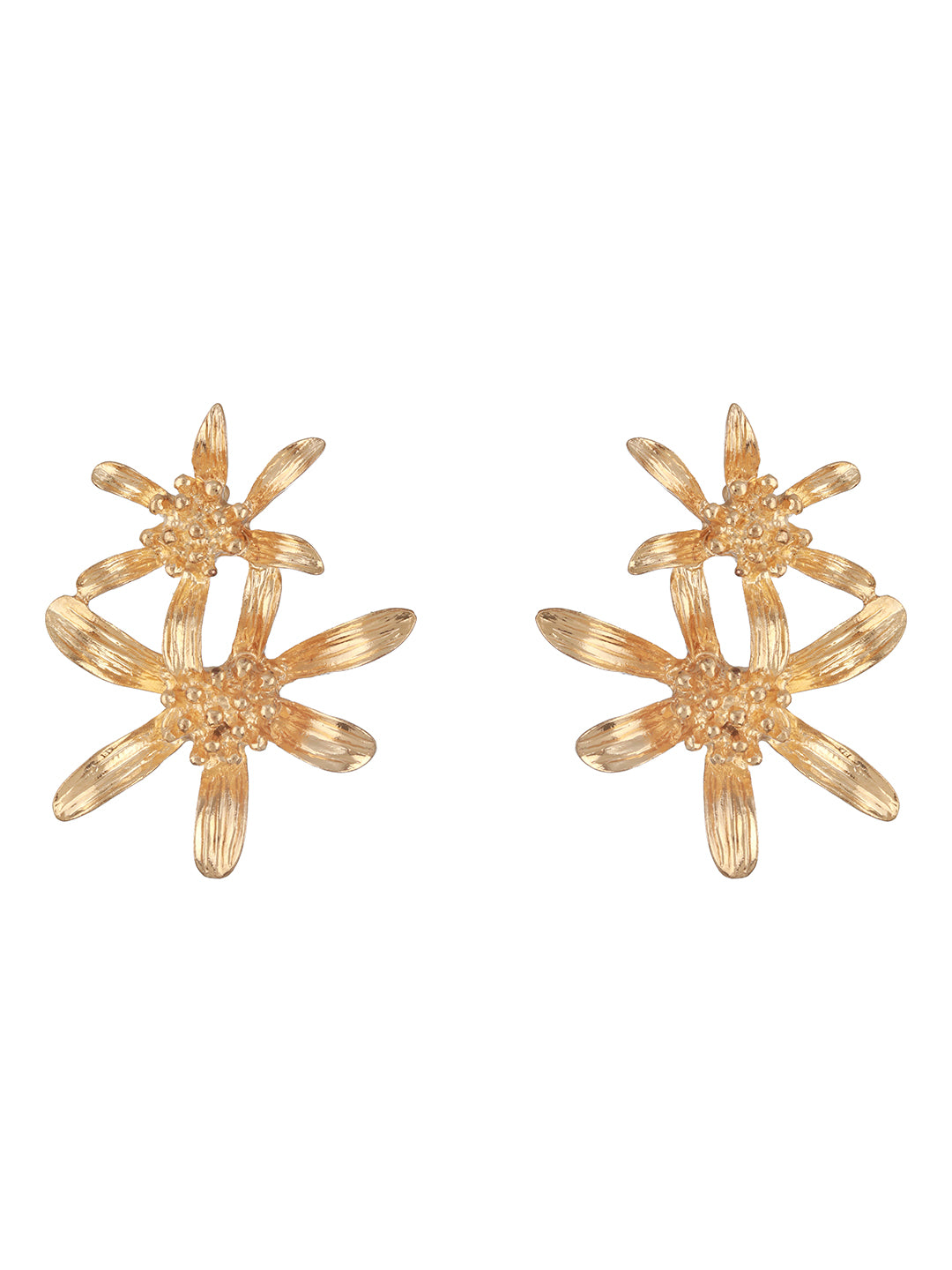 Jazz And Sizzle Gold Plated Floral Shaped Drop Earrings for Girls