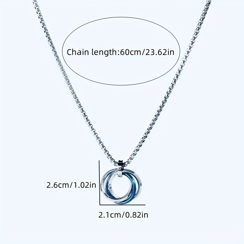 Jazz And Sizzle Trendy Interlocking a Versatile Hip-Hop Pendant Chain for Men Silver-JSMNL21