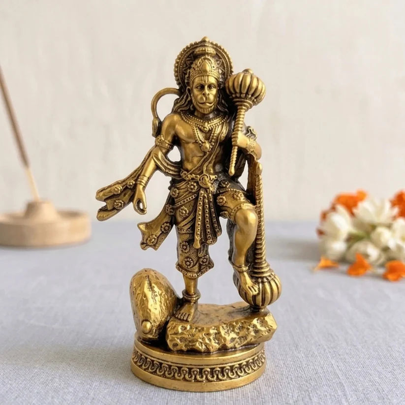 Divine Hanuman Ji Idol with Gada | Strength, Protection & Blessings ( Gold Plated )