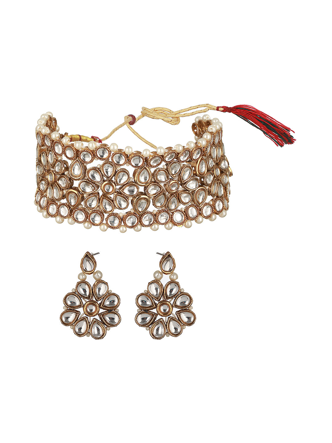 Gold-Plated Kundan-Studded Jewellery Set - Jazzandsizzle