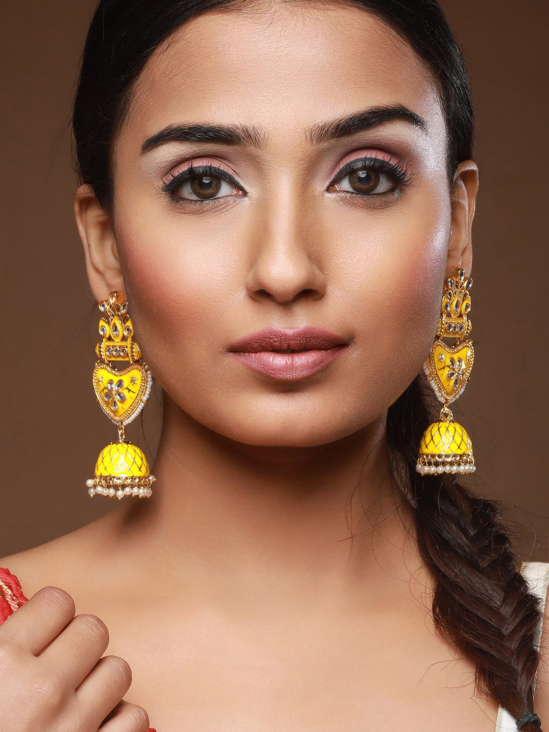 Yellow Contemporary Jhumkas - Jazzandsizzle