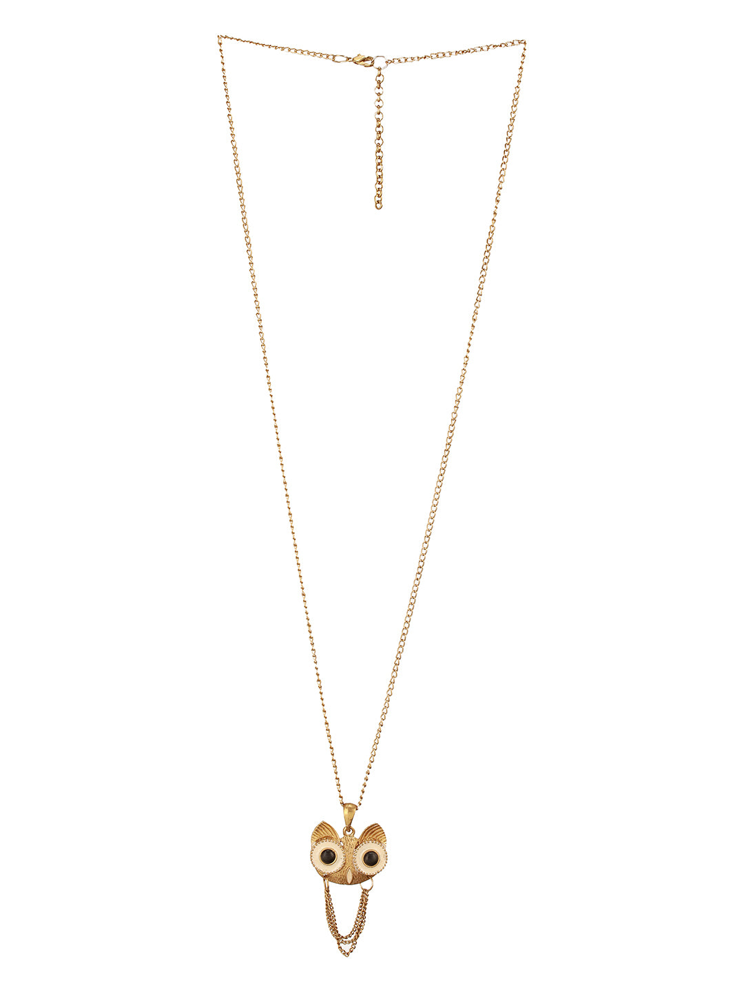 Jazz And Sizzle Gold Plated Owl Evil Eye Pendant Chain Necklace for Him & Her