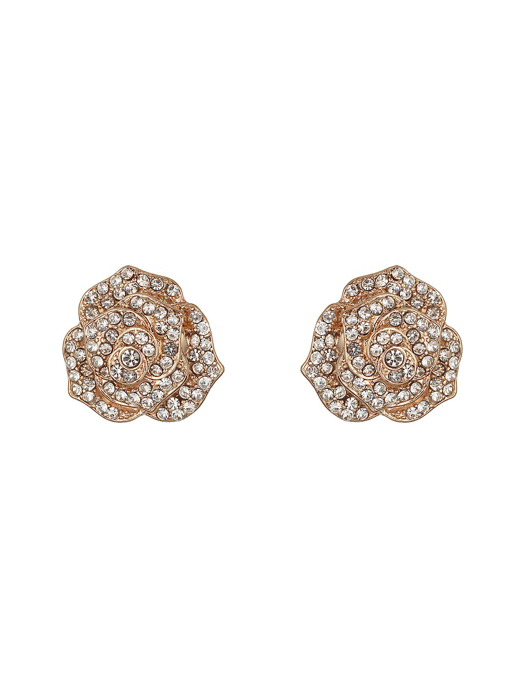 Gold Plated & CZ studded Floral Shaped Stud Earrings - Jazzandsizzle