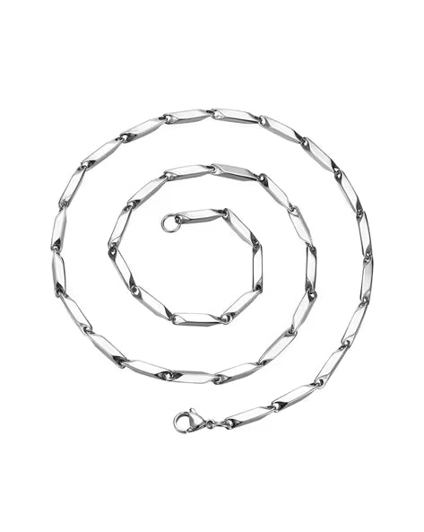 Jazz And Sizzle Silver-Titanium Plated Mens Seed Chain Fashion Necklace