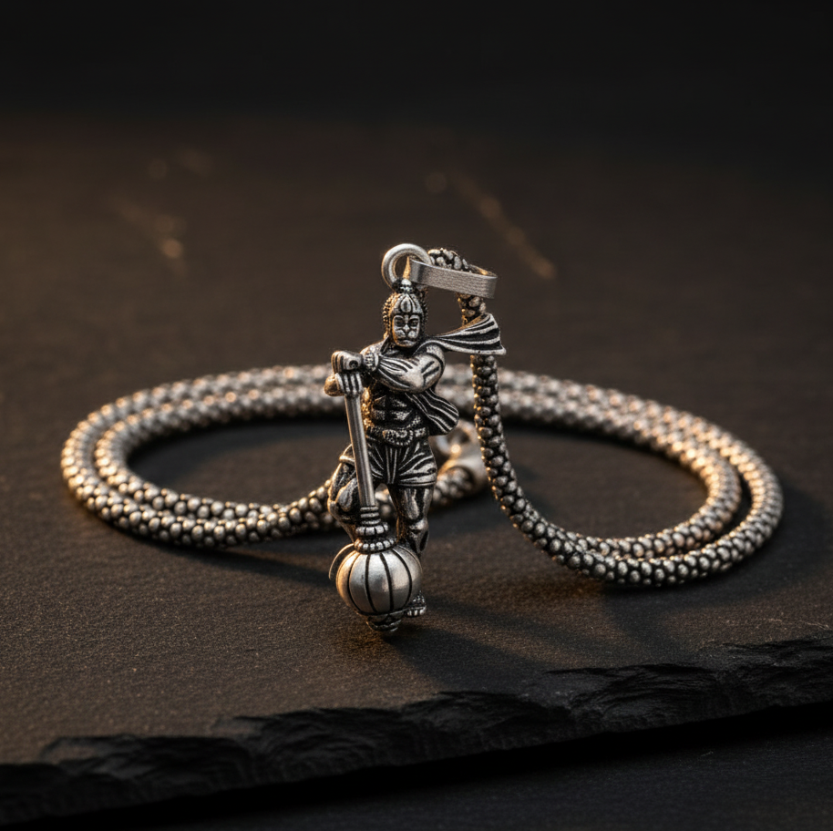 Jazz And Sizzle Hanumanji Pendant with Gada And Copper Yantra Spiritual Protection Necklace Chain Divine Strength