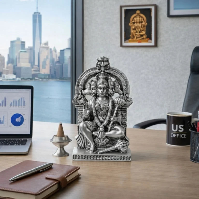 Silver Plated Panchmukhi Hanuman Idol | Remove Negativity & Bring Peace