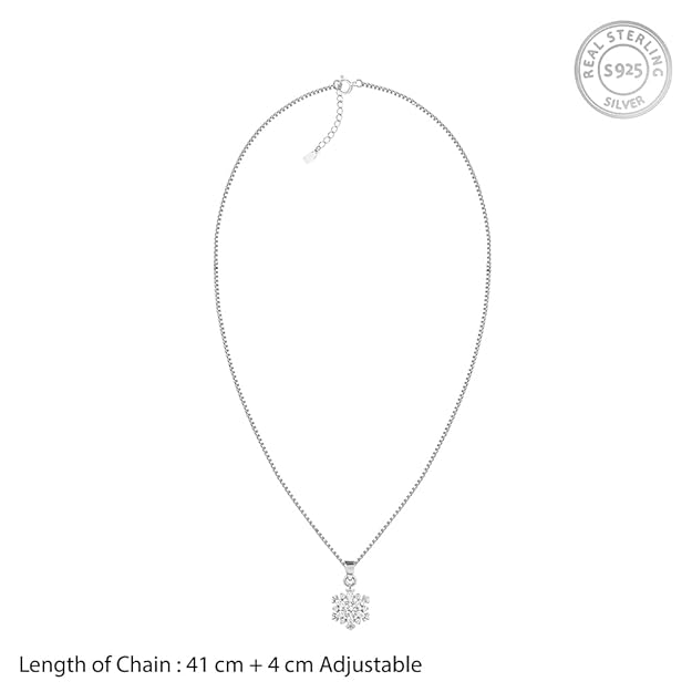 Jazz And Sizzle Silver Snowflake Pendant Chain Necklace