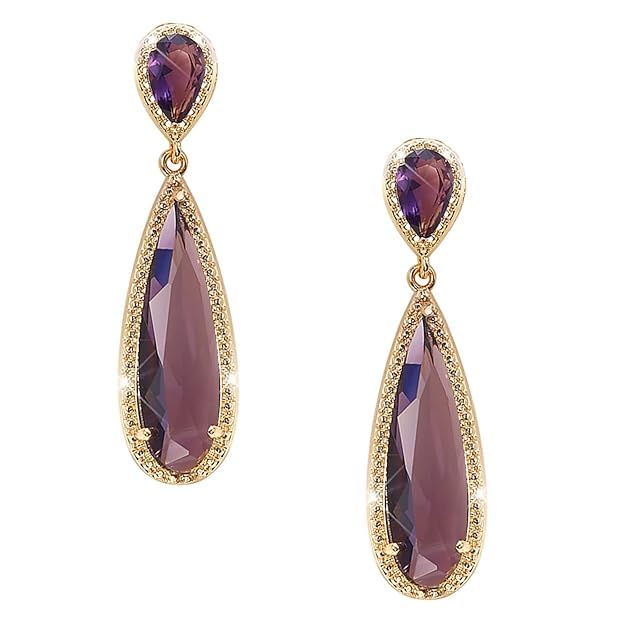 Crystal Studded Gold Plated Dangle Earrings Fashion Wear Stylish Jewellery Gift for Girls & Women