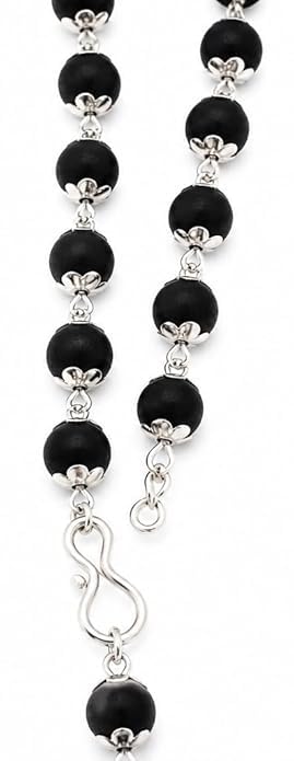 Black Beaded Spiritual Mala for Men-JS-SNC-0017