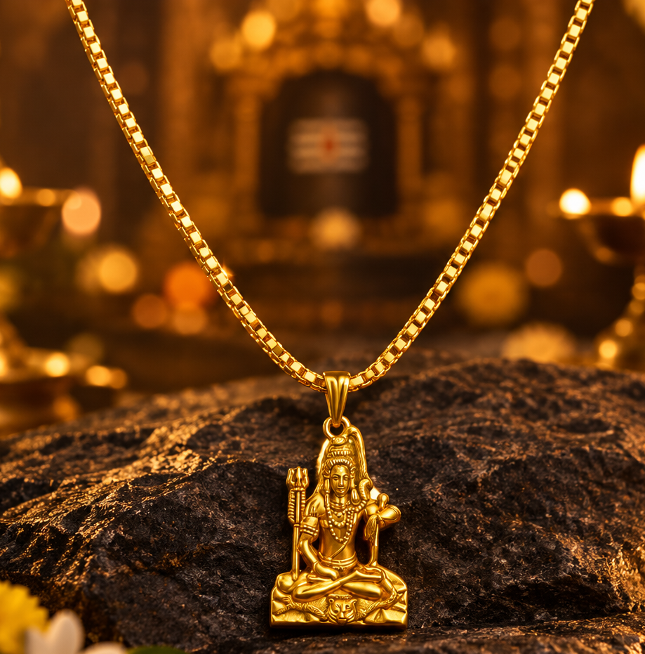 Antique Silver-Plated Lord Shiva Pendant Chain-JS-SNL-023