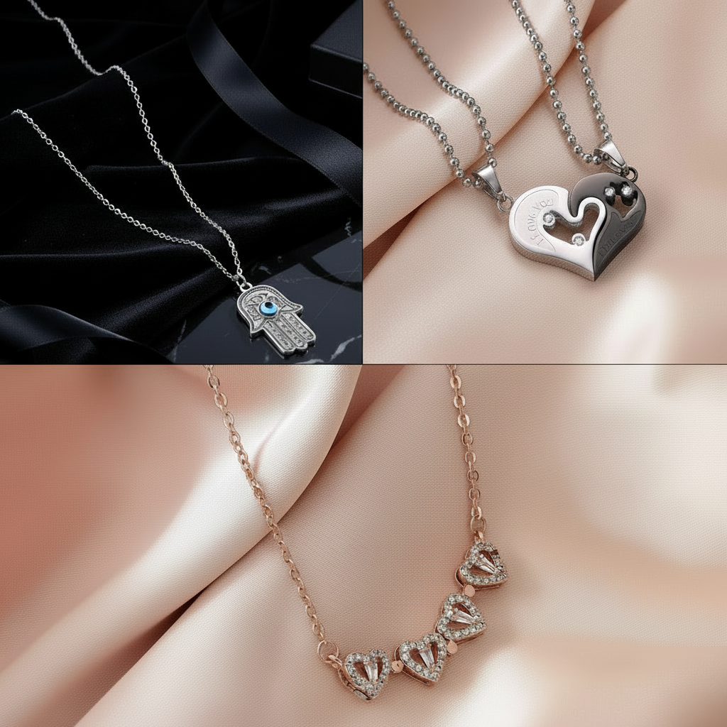 Jazz and Sizzle Combo Set of 3 Pendant Locket Necklace For women