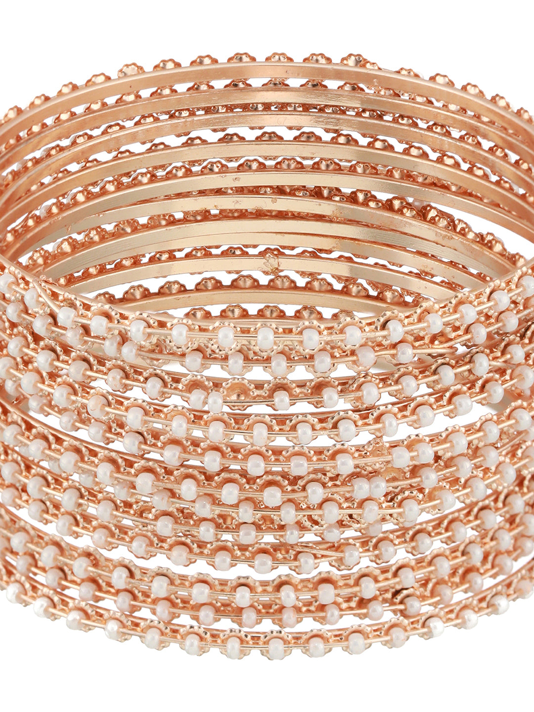 Set of 12 Rose Gold-Plated Beaded Bangles - Jazzandsizzle