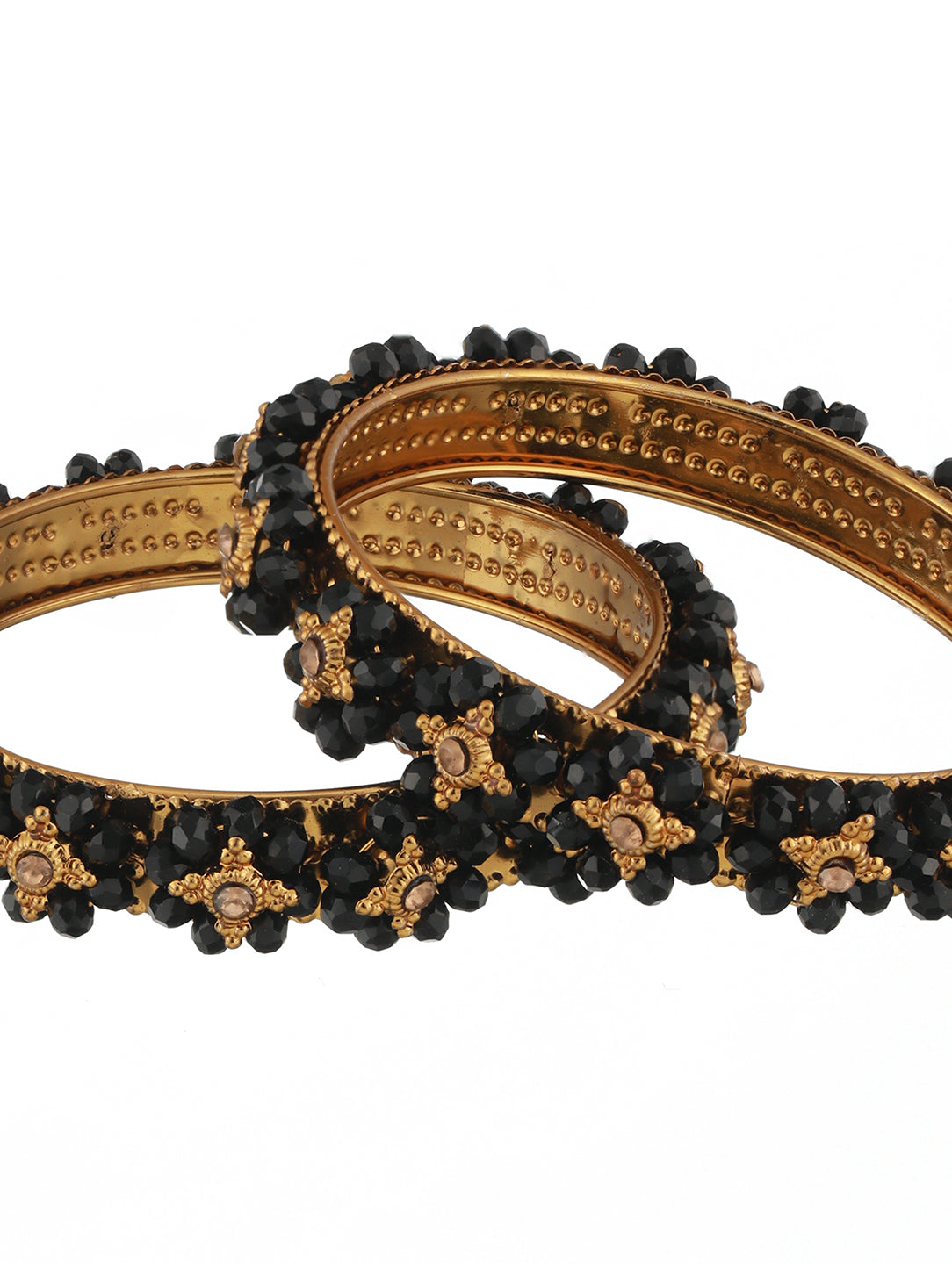 Jazz And Sizzle Set Of 2 Gold-Plated Beaded Bangles - Jazzandsizzle