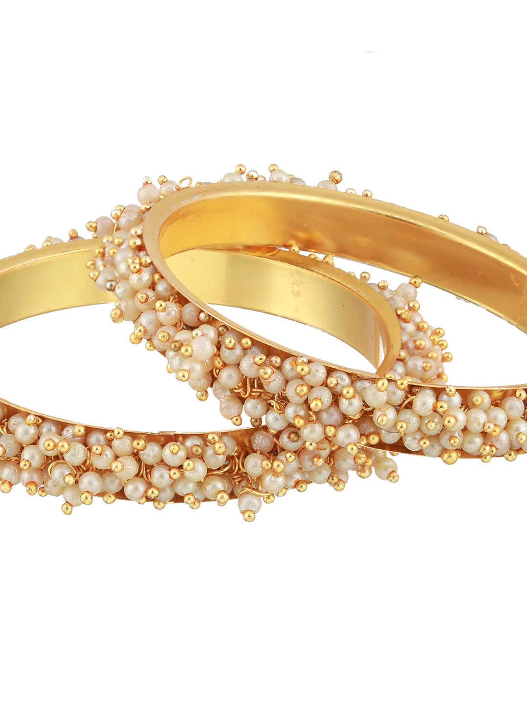 Set of 2 Gold-Plated Beaded Bangles - Jazzandsizzle