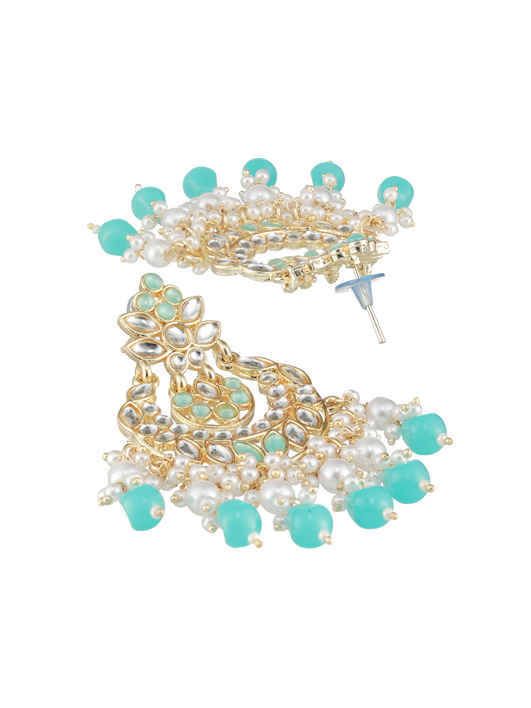 Gold-Plated & Green Kundan Classic Chandbalis Earrings - Jazzandsizzle