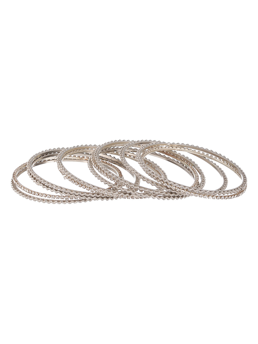 Jazz and Sizzle Set of 12 CZ Studded & Oxidised Silver Bangles - Jazzandsizzle