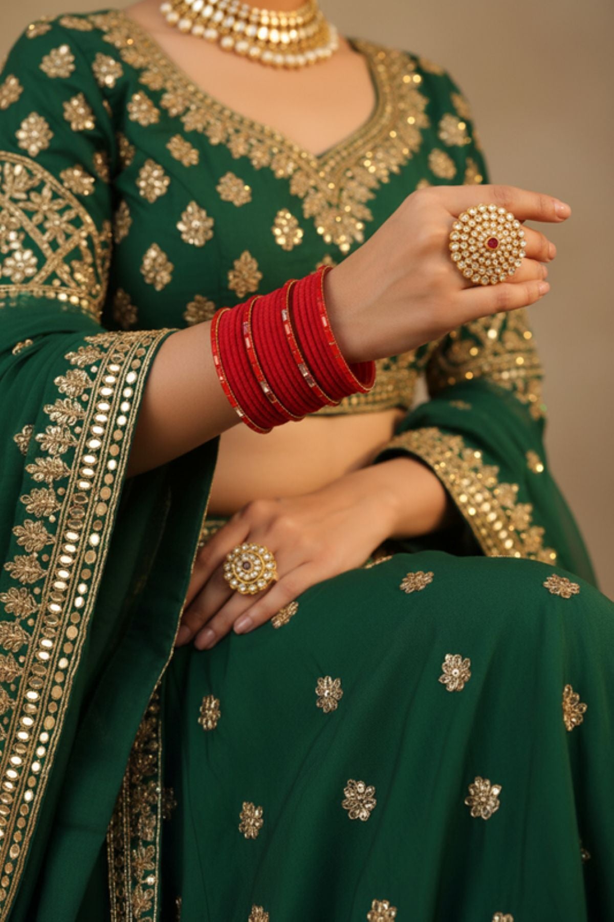 Jazz And Sizzle Set Of 16 Red Velvet & Stone Bangles