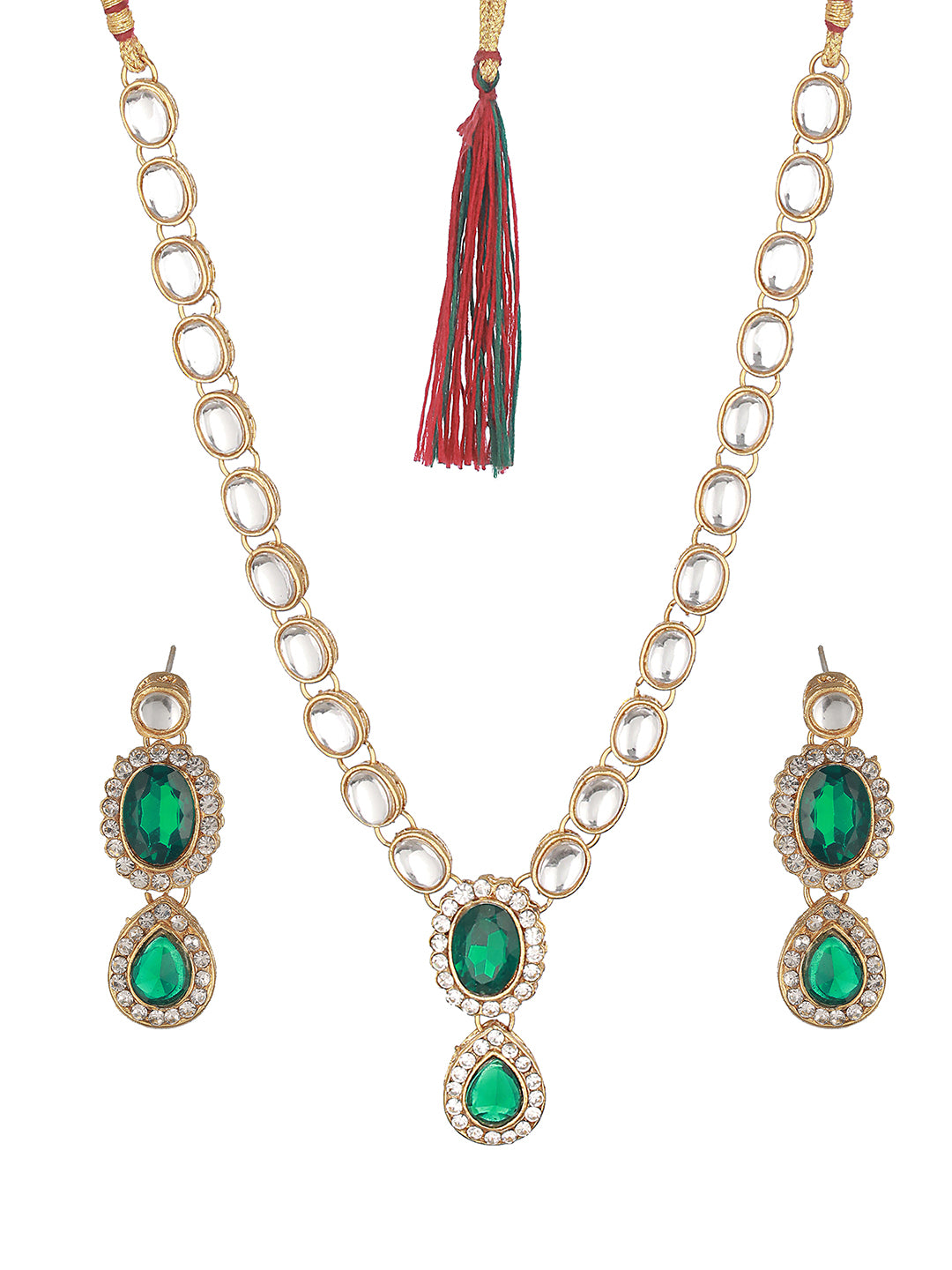 Gold-Plated Kundan-Studded Jewellery Set - Jazzandsizzle