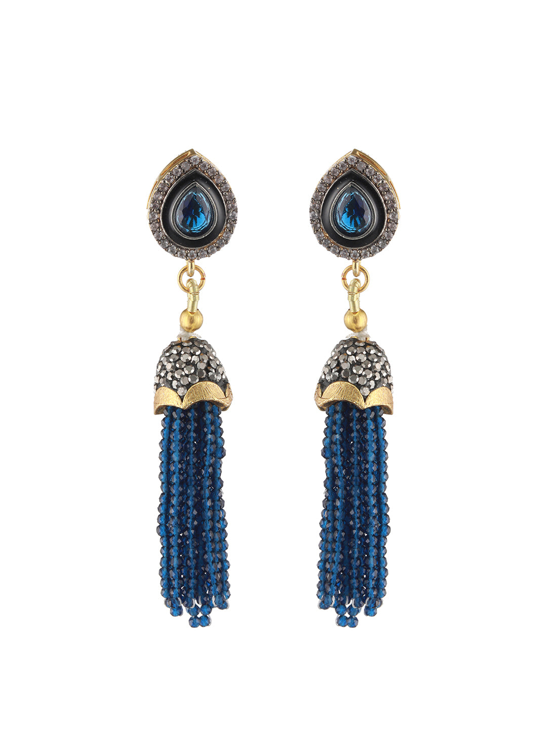 Gold-Plated Stone Studded & Beaded Necklace and Earrings - Jazzandsizzle