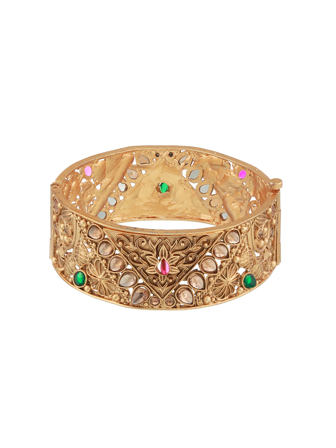 Set Of 2 24K Gold-Plated Stone-Studded Bangles - Jazzandsizzle