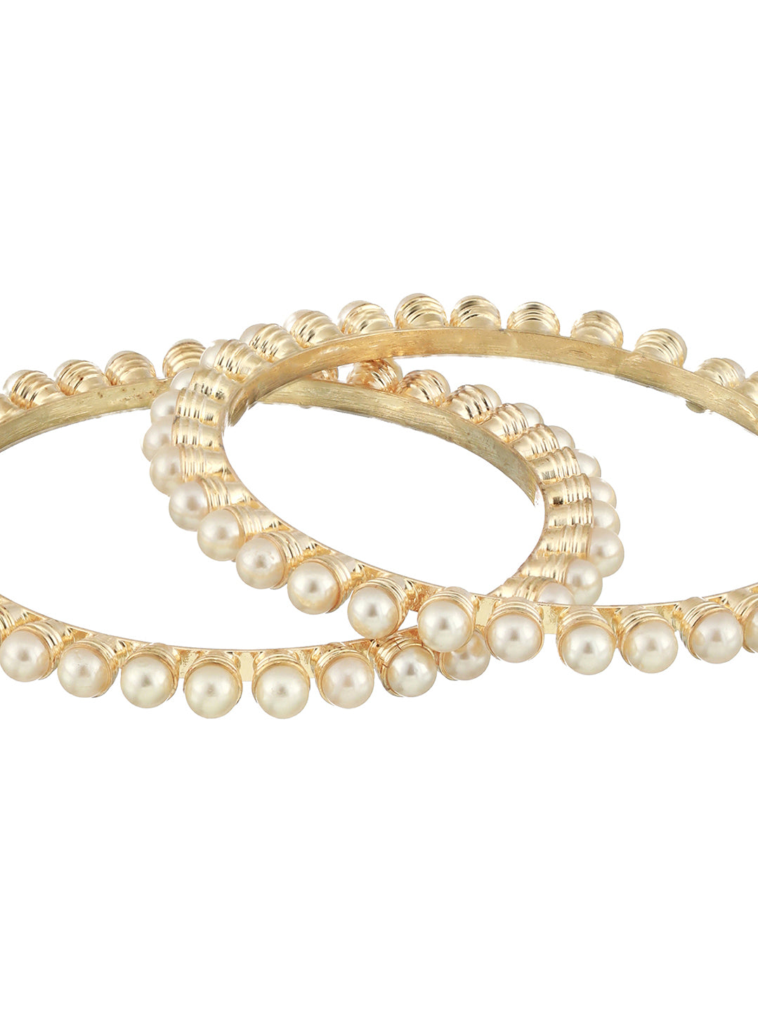 Set Of 2 Gold-Plated Beaded Bangles