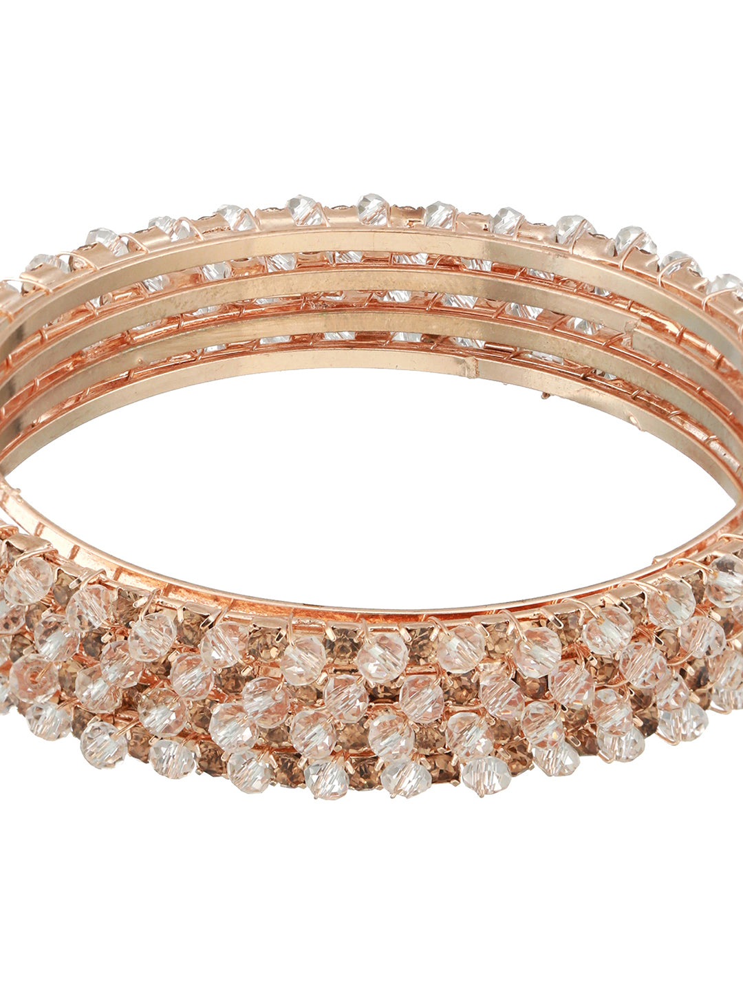 Set of 4 Rose Gold-Plated Crystal Studded Bangles - Jazzandsizzle