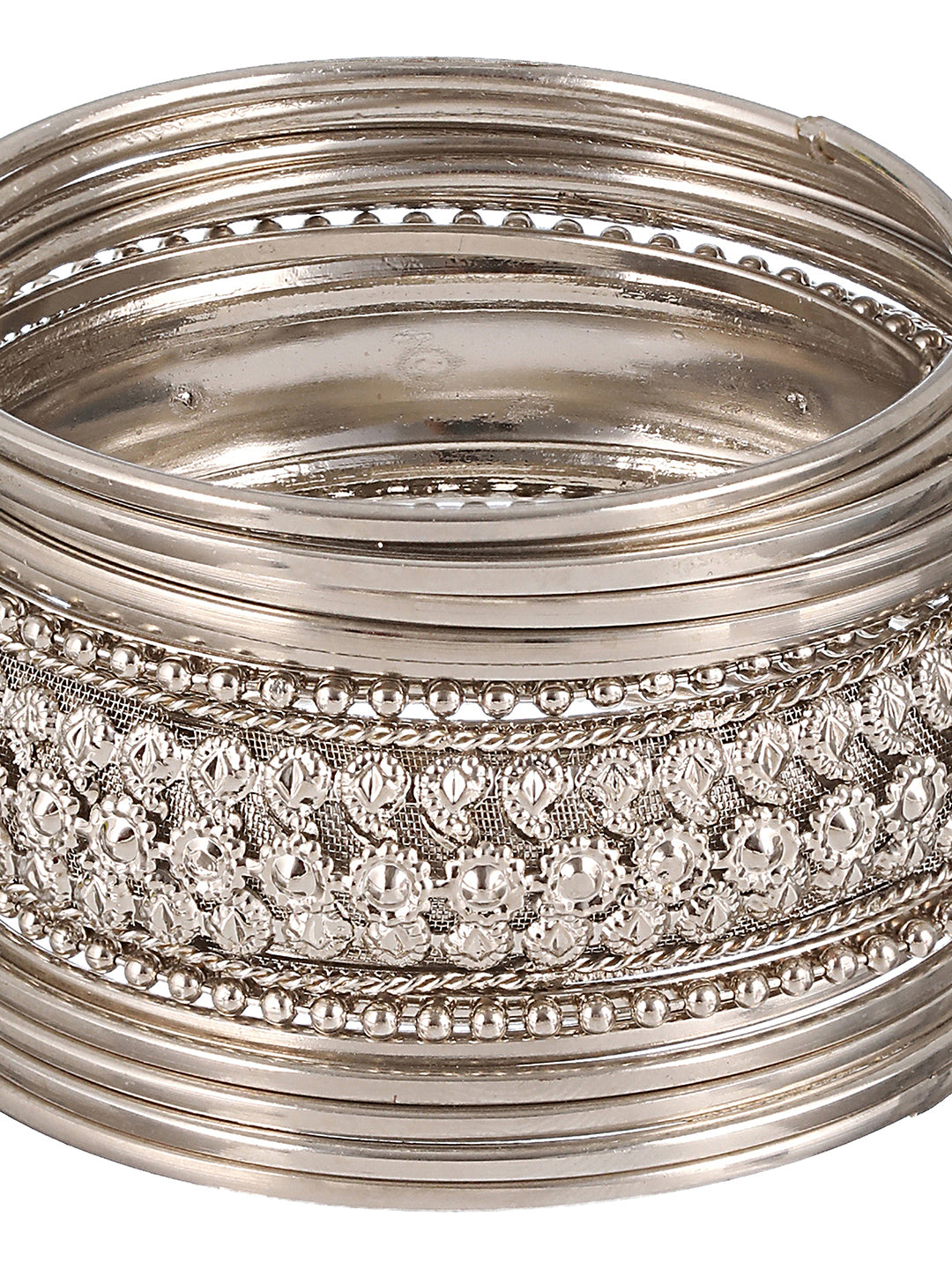 Set of 15 Oxidised Silver-Plated Bangles Set - Jazzandsizzle