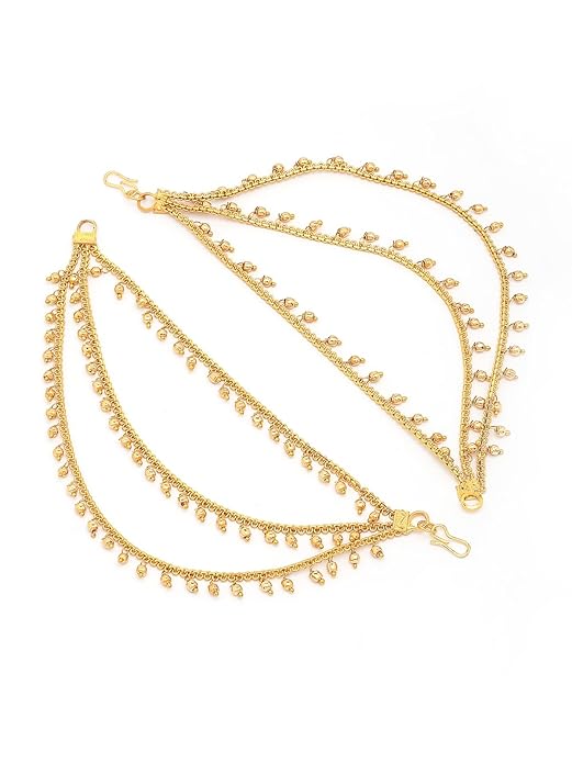 Jazz And Sizzle Gold-Plated Ghungroo Beaded Spherical Shaped Ear Chains