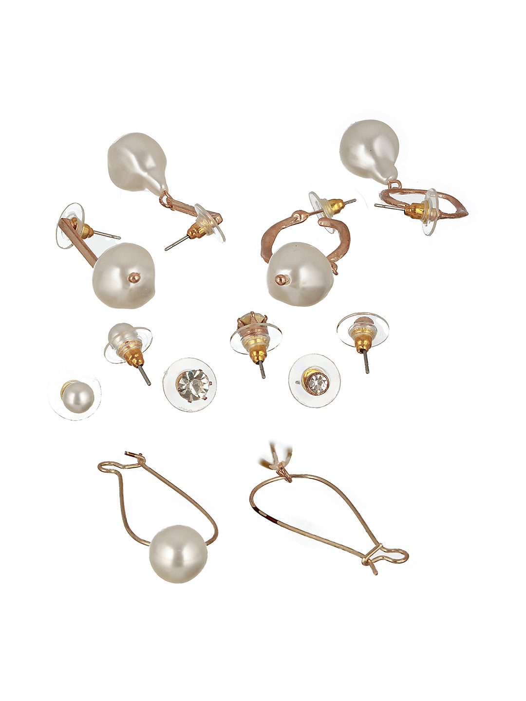 Set of 6 Gold-Plated Pearl Drop Earrings - Jazzandsizzle