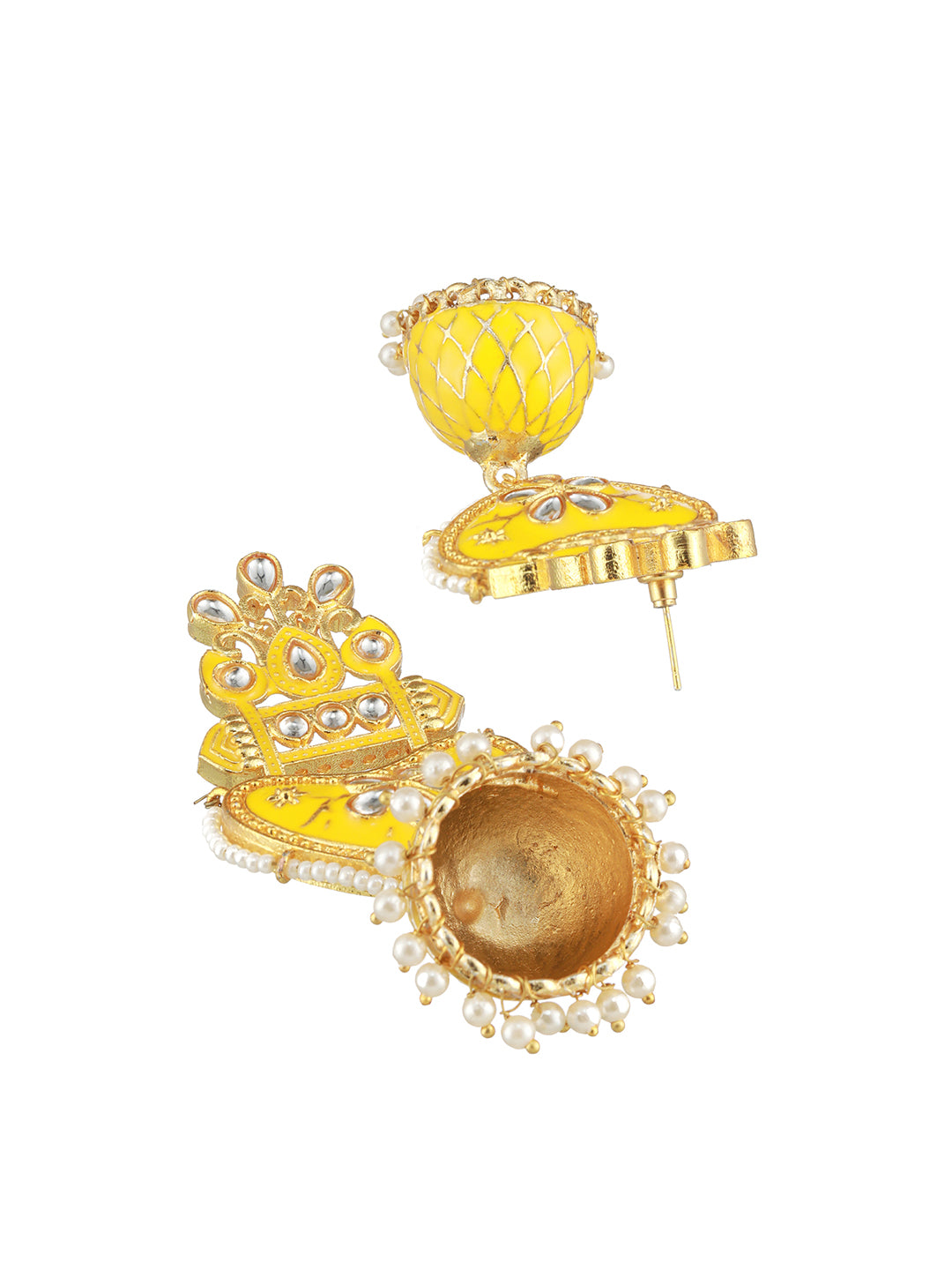 Yellow Contemporary Jhumkas - Jazzandsizzle