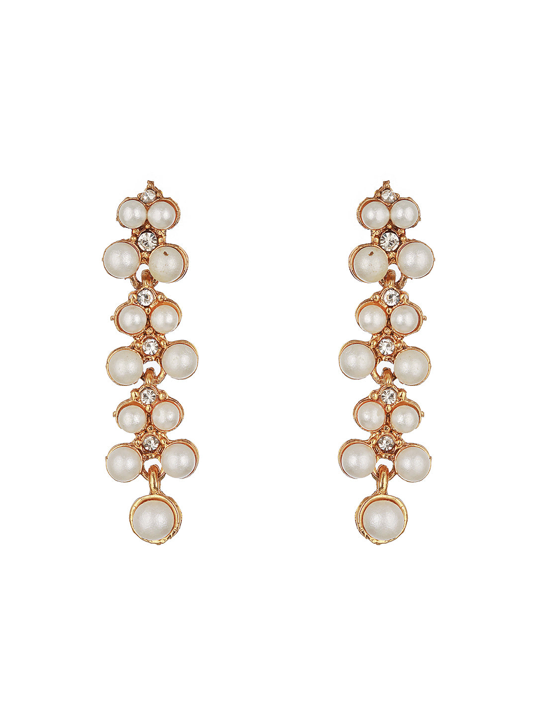 Gold-Plated Stone-Studded & Pearl Beaded Jewellery Set - Jazzandsizzle