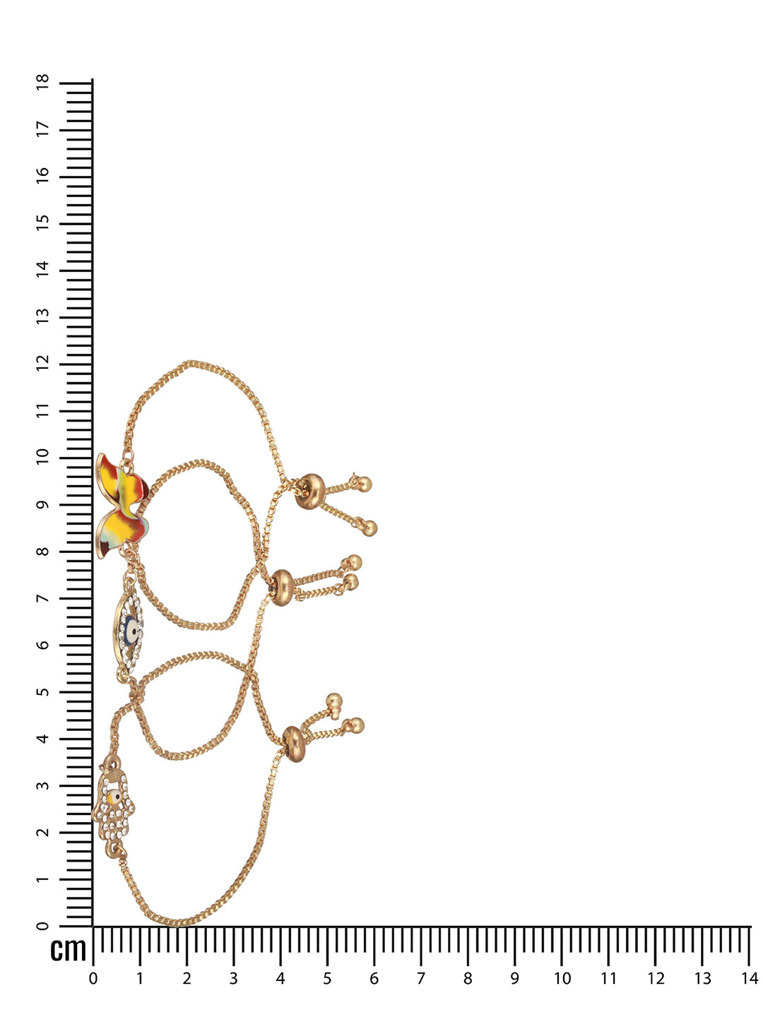 Jazz And Sizzle Set Of 3 Butterfly, Hamza & Evil Eye Bracelet